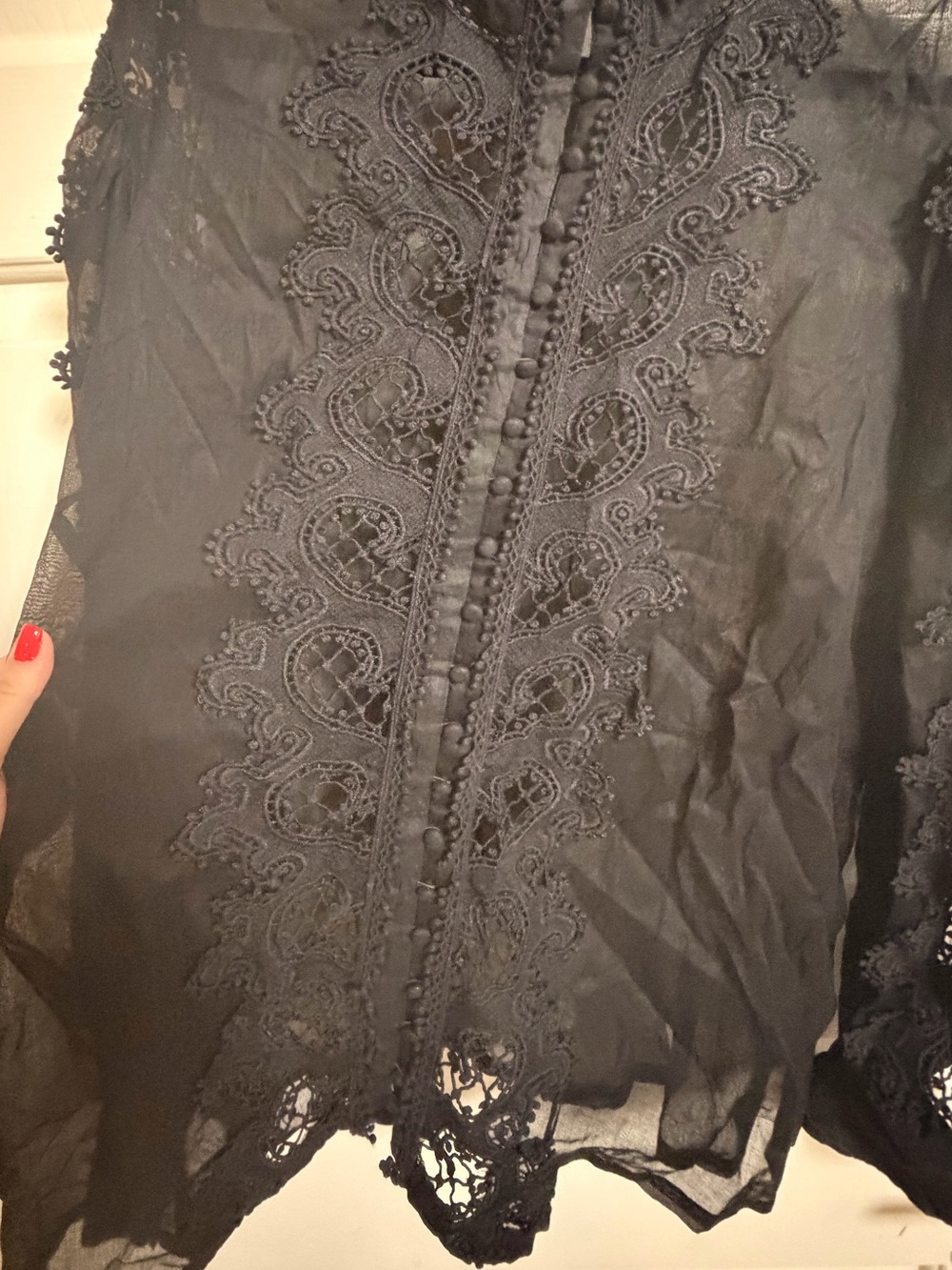 NWOT Boston Proper Cutout Lace Button Up shirt - Picture 5 of 7